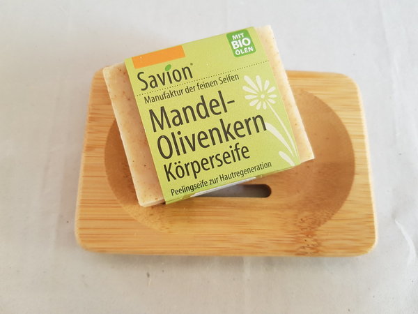 SAVION Körperseife, MANDEL-Olivenkern Peeling 80 g VEGAN